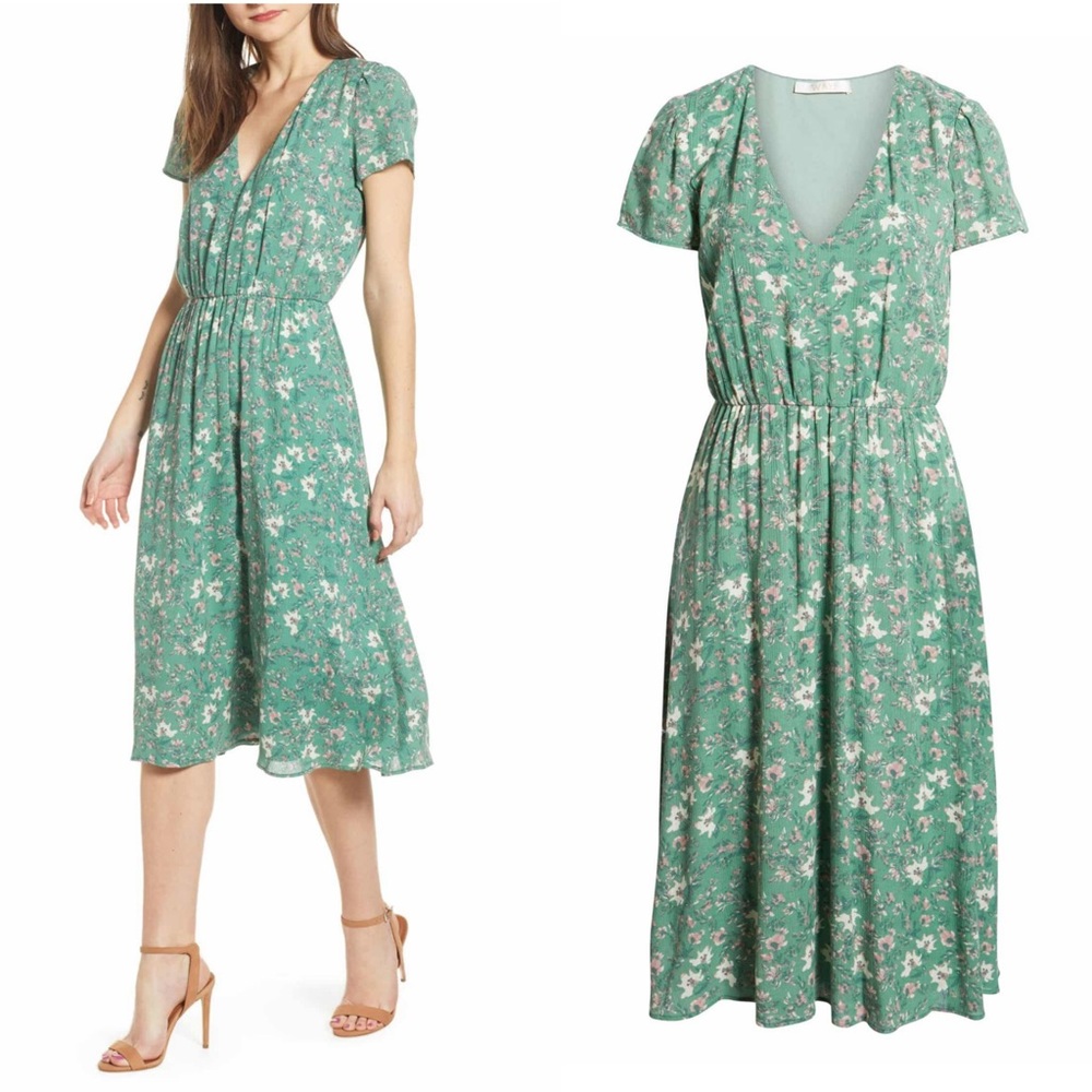 WayF Blouson Midi Dress- Sage floral